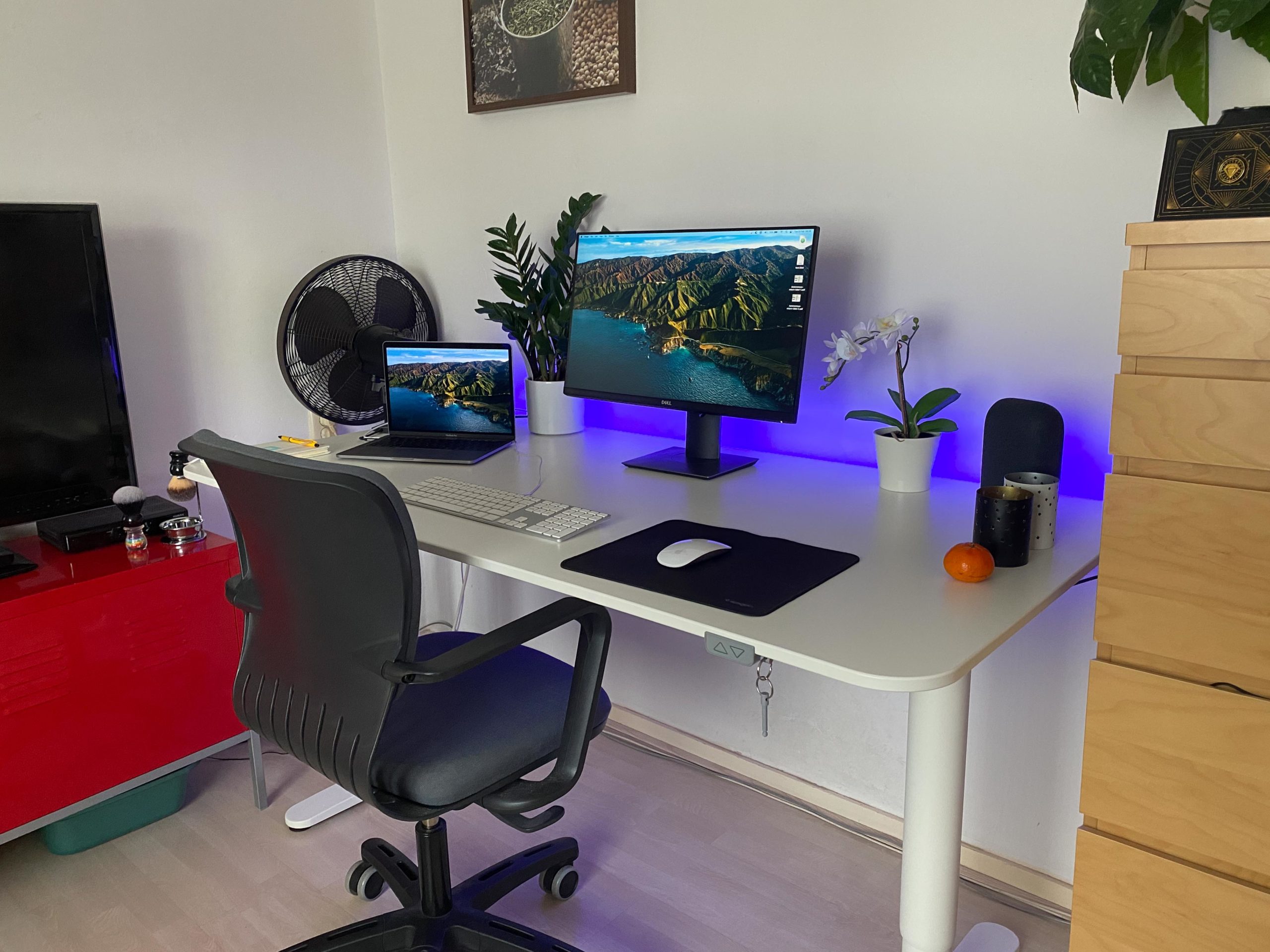 A desk setup for working from home.