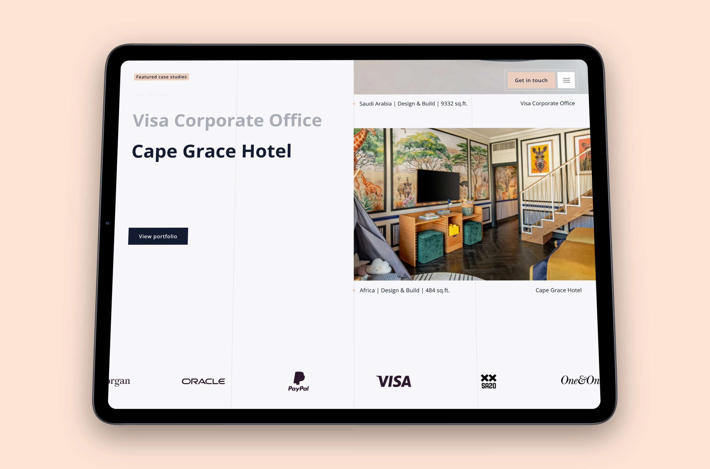 INC featured case studies on an iPad Pro